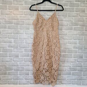 AX Paris Pink Crochet Lace Strappy Bodycon Dress sz 10 Party Cocktail NEW Fairy
